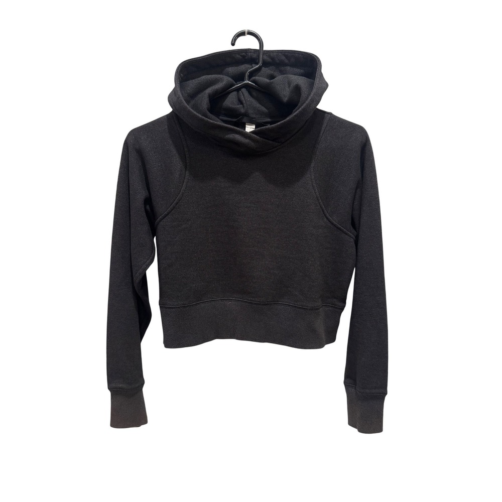 Lululemon Scuba Pullover Hoodie Womens 0 Black Silver Metallic Cropped LW3GE3S